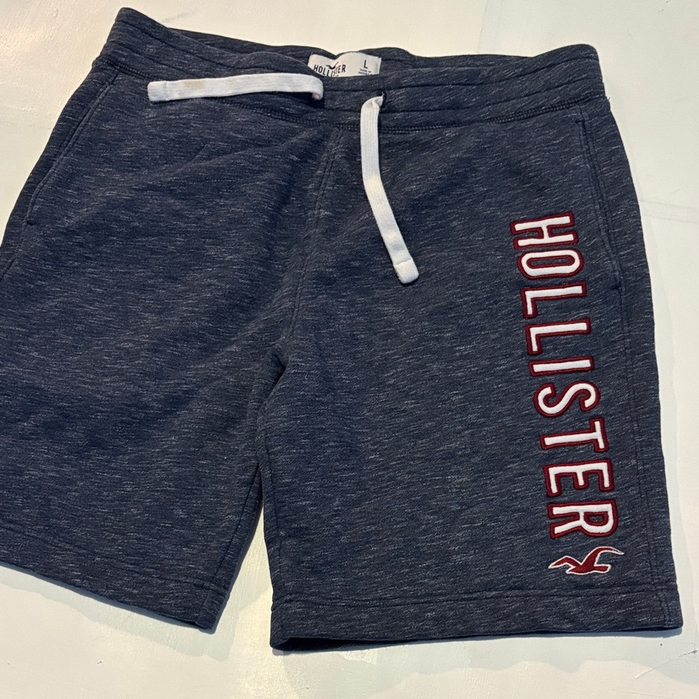 Hollister Men's Navy Gray Fleece Athletic Shorts L - Picture 4 of 4